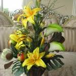 100 Off Silk Yellow Exotic Tropical Floral..